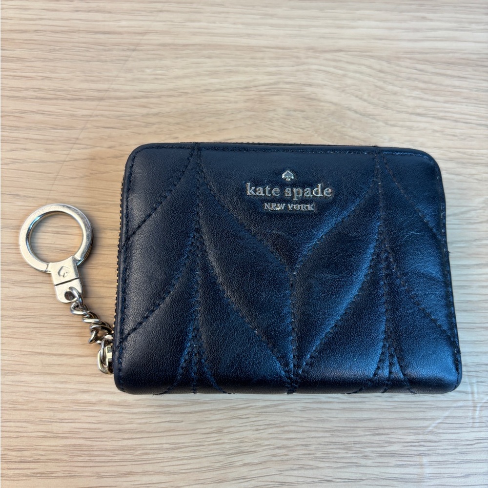 Kate Spade Briar Lane Quilted Black Leather Dani Wallet Keychain
